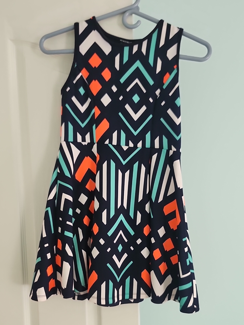 Girls' Dress - Navy, Teal & Orange